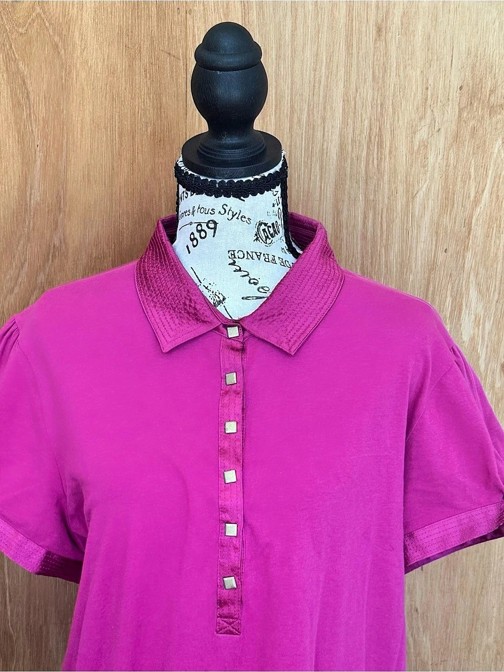 Style&Co. Pink Collared Tunic Satun Trim Top Size XL Like New